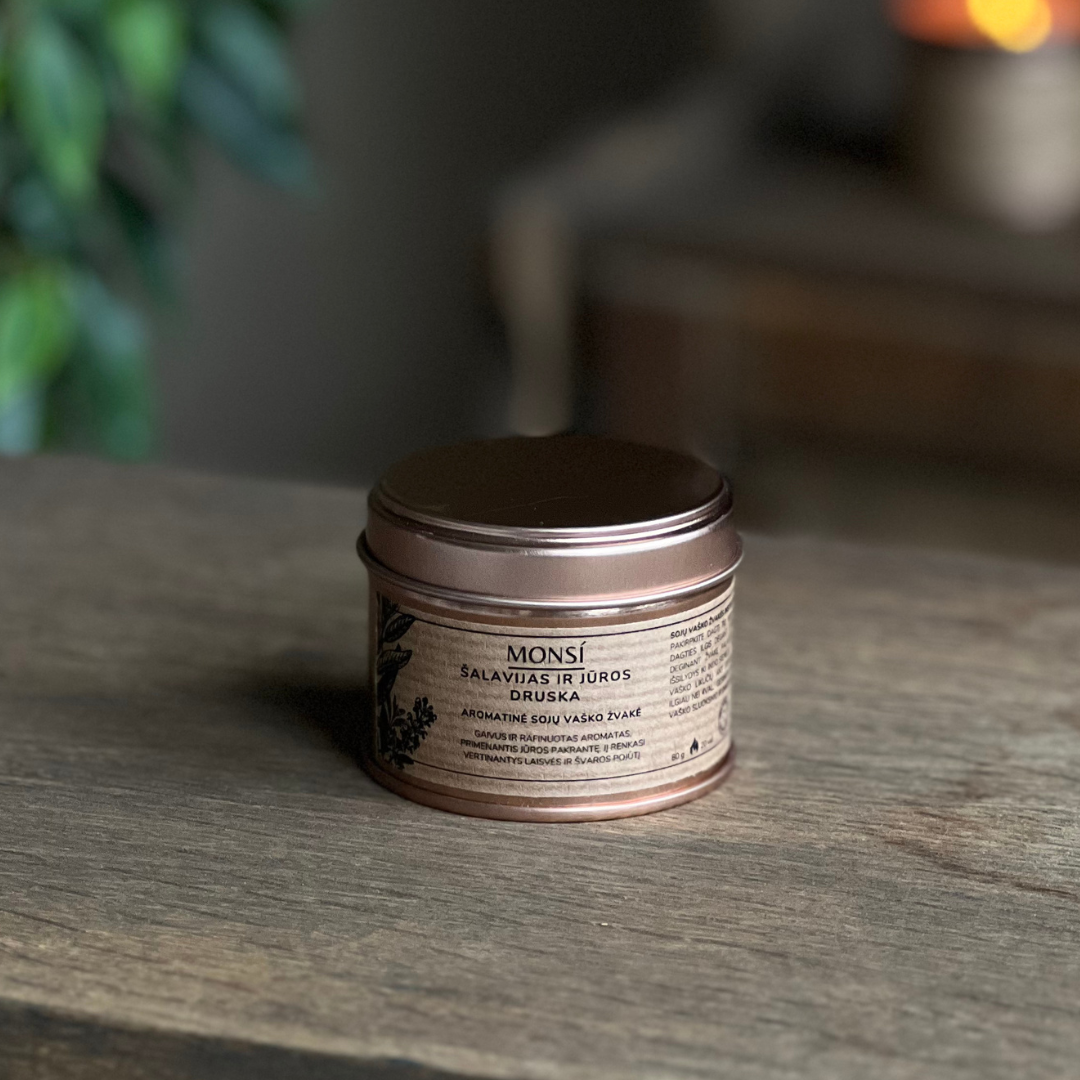 100ml. Aromatinė žvakė Šalavijas ir jūros druska