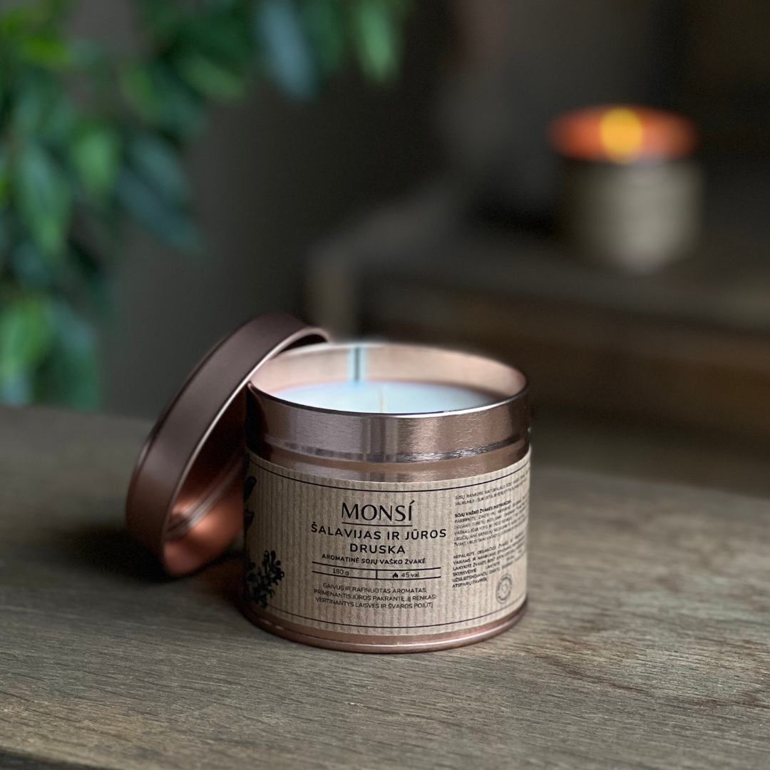 100ml. Aromatinė žvakė Šalavijas ir jūros druska
