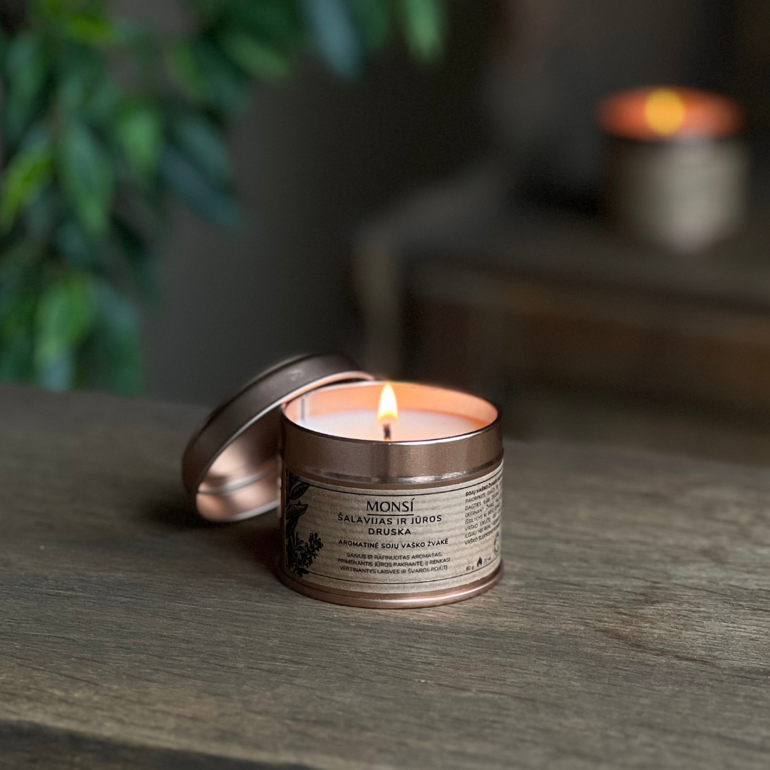 100ml. Aromatinė žvakė Šalavijas ir jūros druska