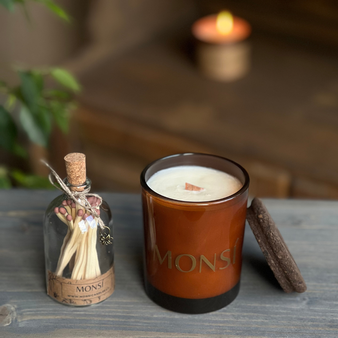 RELAX set - aromatic soy candle, matches in a jar