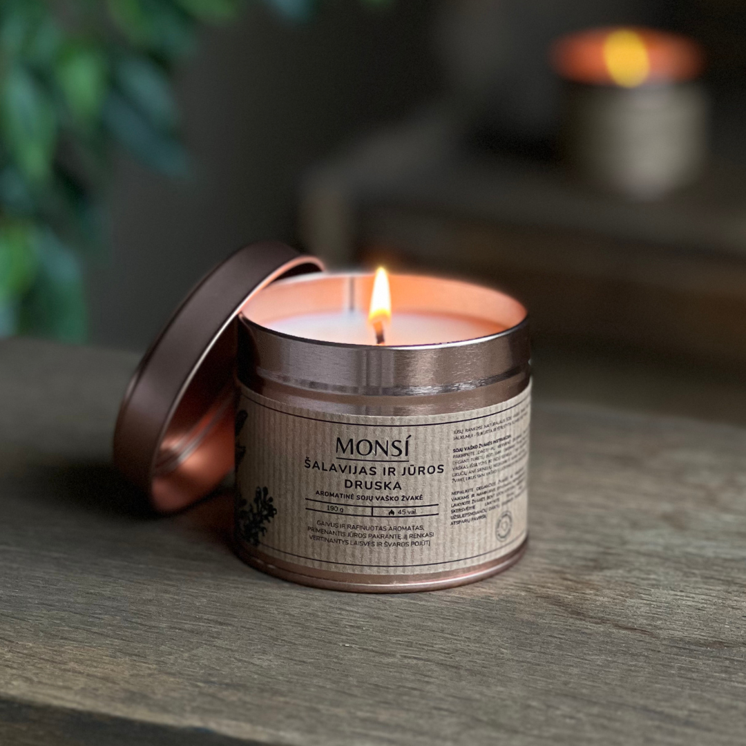 250ml. Aromatinė žvakė Šalavijas ir jūros druska