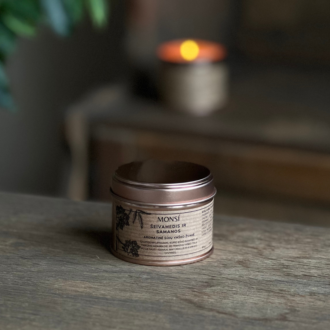 100ml. Aromatinė žvakė Šeivamedis ir samanos