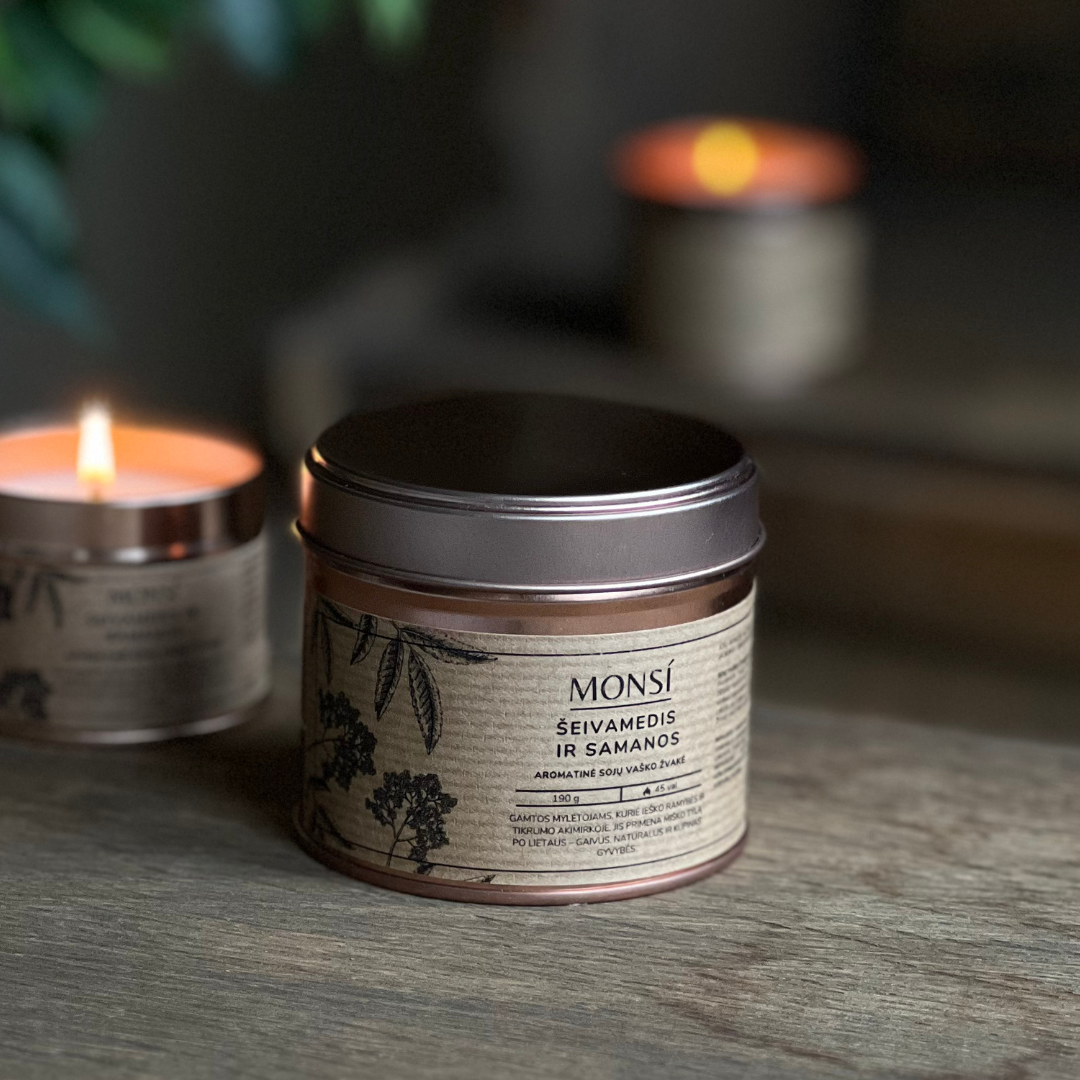 250ml. Aromatinė žvakė Šeivamedis ir samanos