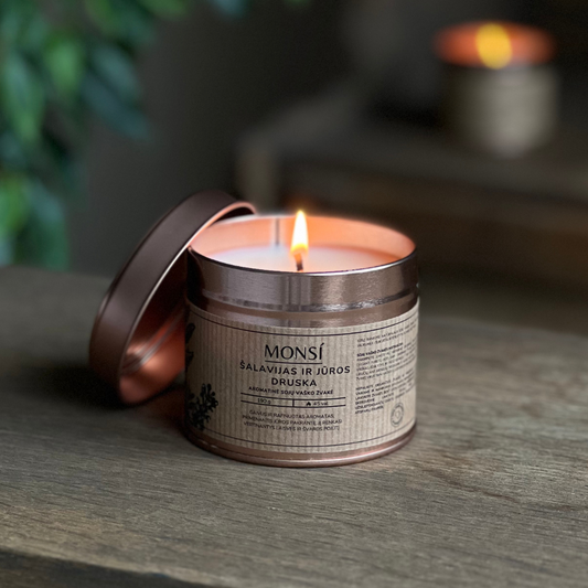 250ml. Aromatinė žvakė Šalavijas ir jūros druska