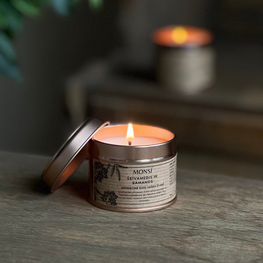100ml. Aromatinė žvakė Šeivamedis ir samanos